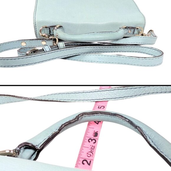 Kate Spade Bright Carlyle Light BlueLeather Turn Lock Flap Satchel Crossbody - Picture 6 of 9